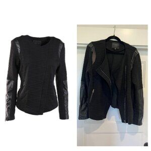 Sanctuary Clothing Women’s Mix Media Black Quilted Knit Moto Jacket, XL
